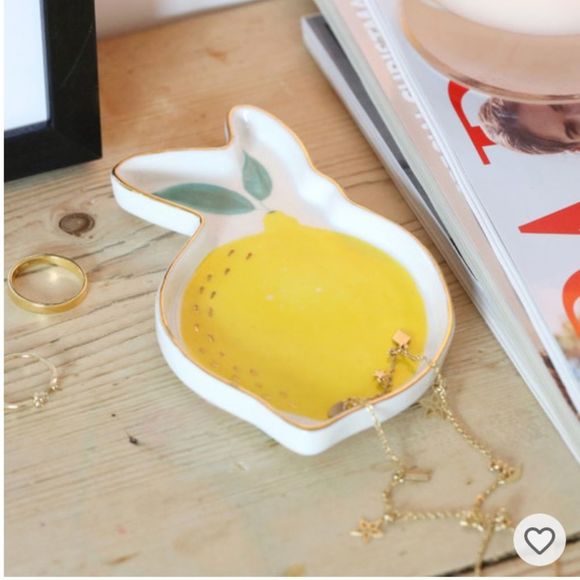 LEMON CERAMIC TRINKET DISH YELLOW NWT - Picture 3 of 8